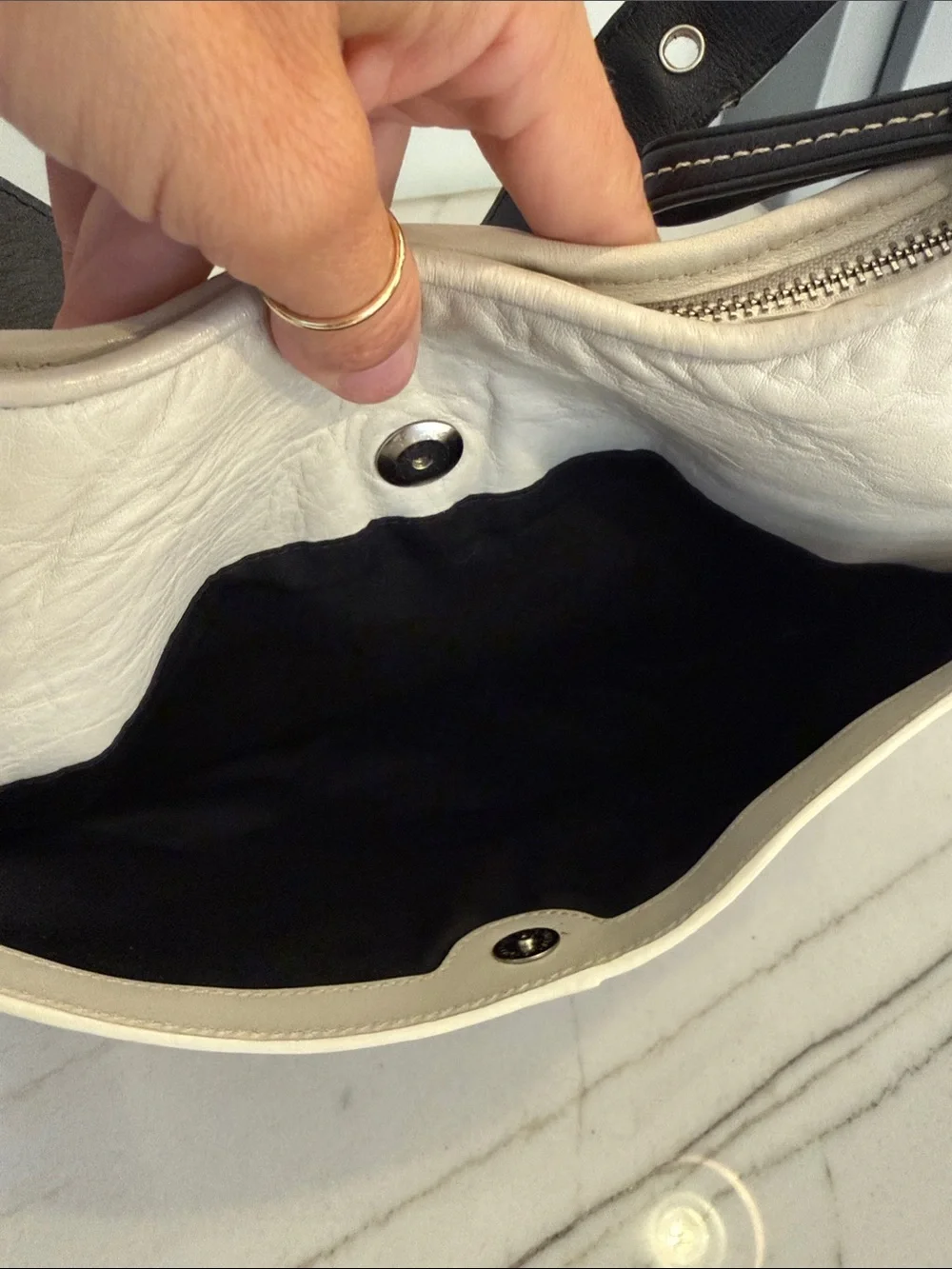 Coach Cream and Black Leather Hobo Bag, Coach Shoulder Bag, Neutral Coach Bag